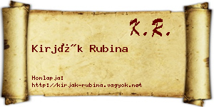 Kirják Rubina névjegykártya